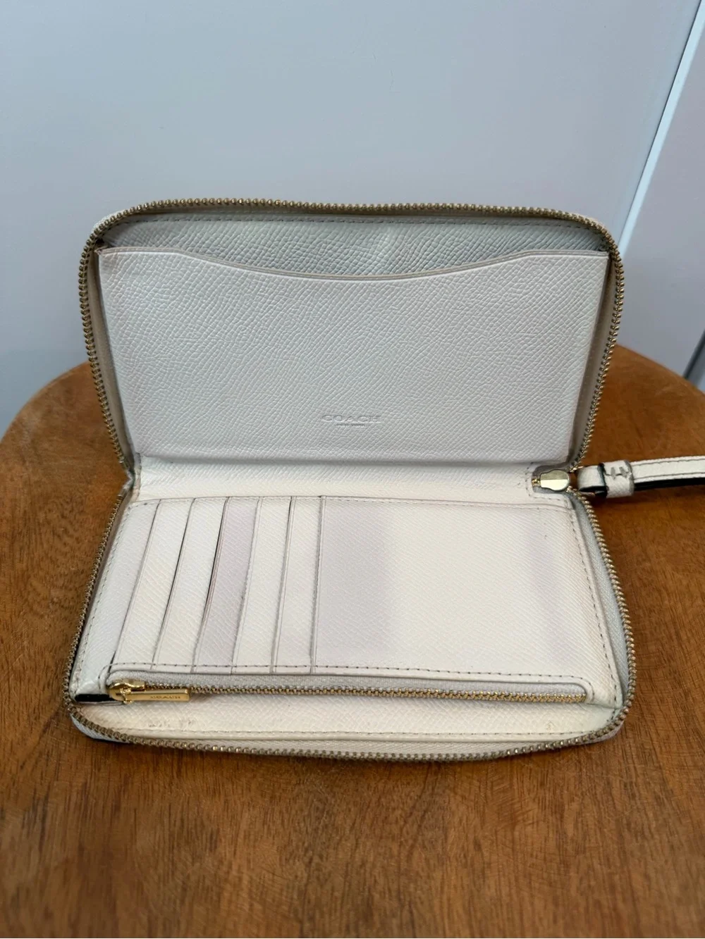 Coach Ivory Leather Zip-Around Wallet